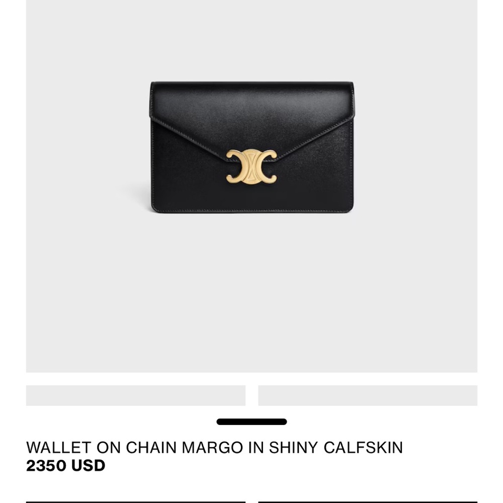Celine WOC Triomphe wallet on chain Margo blk leather crossbody clutch purse bag - Picture 14 of 15